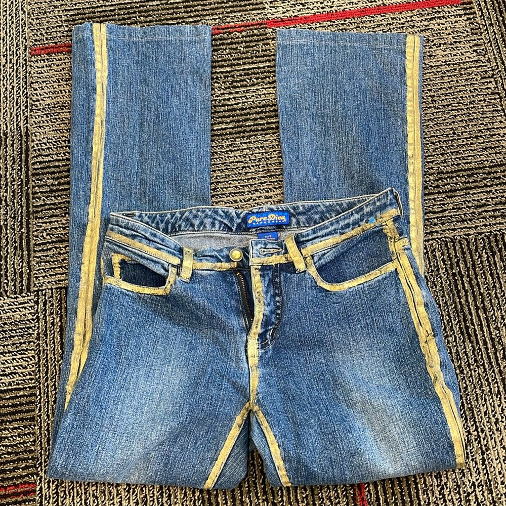 Pure diva gold trimmed jeans, size 3